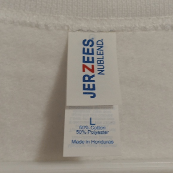 Jerzees Large White Graphic Sweatshirt - Picture 3 of 3